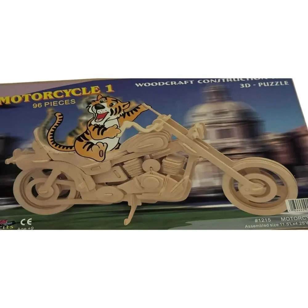 Motorcycle Wooden 3D Woodcraft Construction‎ Puzzle Kit 96 Pieces Motor Bike NEW